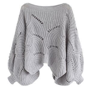 Chicwish Charming Pace Open Knit Gray Sweater Small/Medium